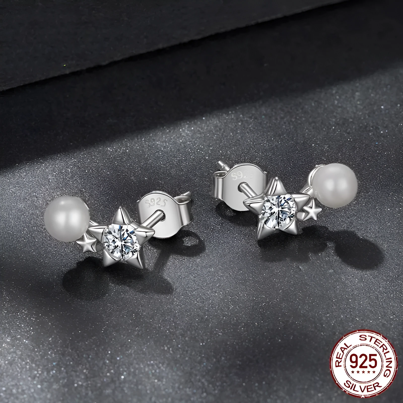 Pearl XINGX moissanite stud earrings S925 sterling silver electroplated finish MSE110 colour for women