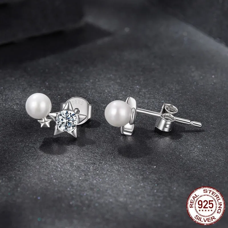 Pearl XINGX moissanite stud earrings S925 sterling silver electroplated finish MSE110 colour for women