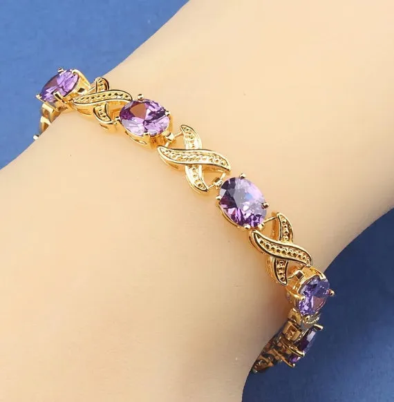 Fashion copper inlaid zircon women's bracelet in retro style with electroplating, dark blue colour option