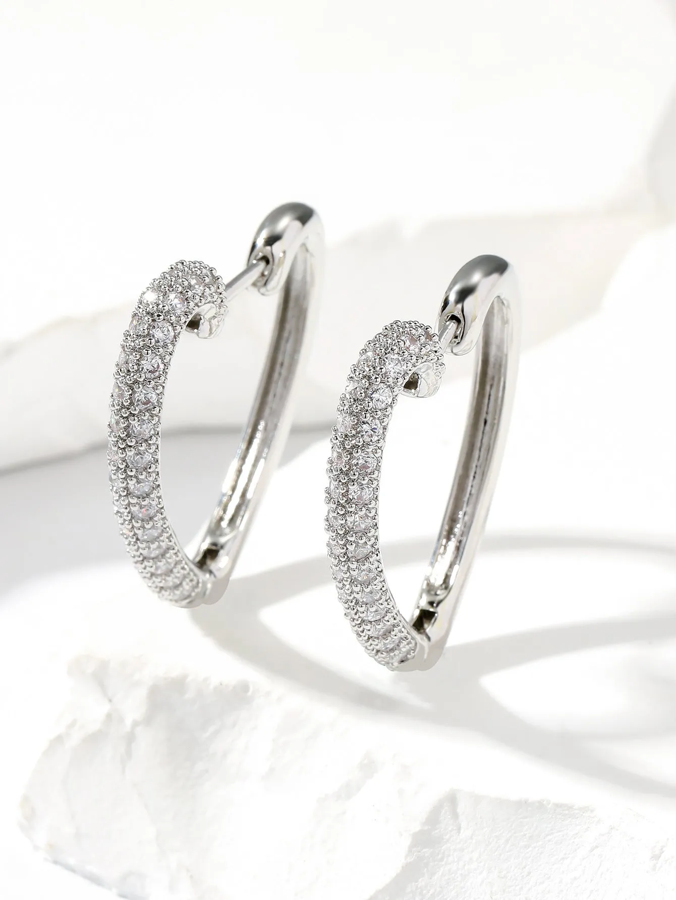 Fashion retro gold love multi-colour zircon stud earrings geometric heart shape copper women