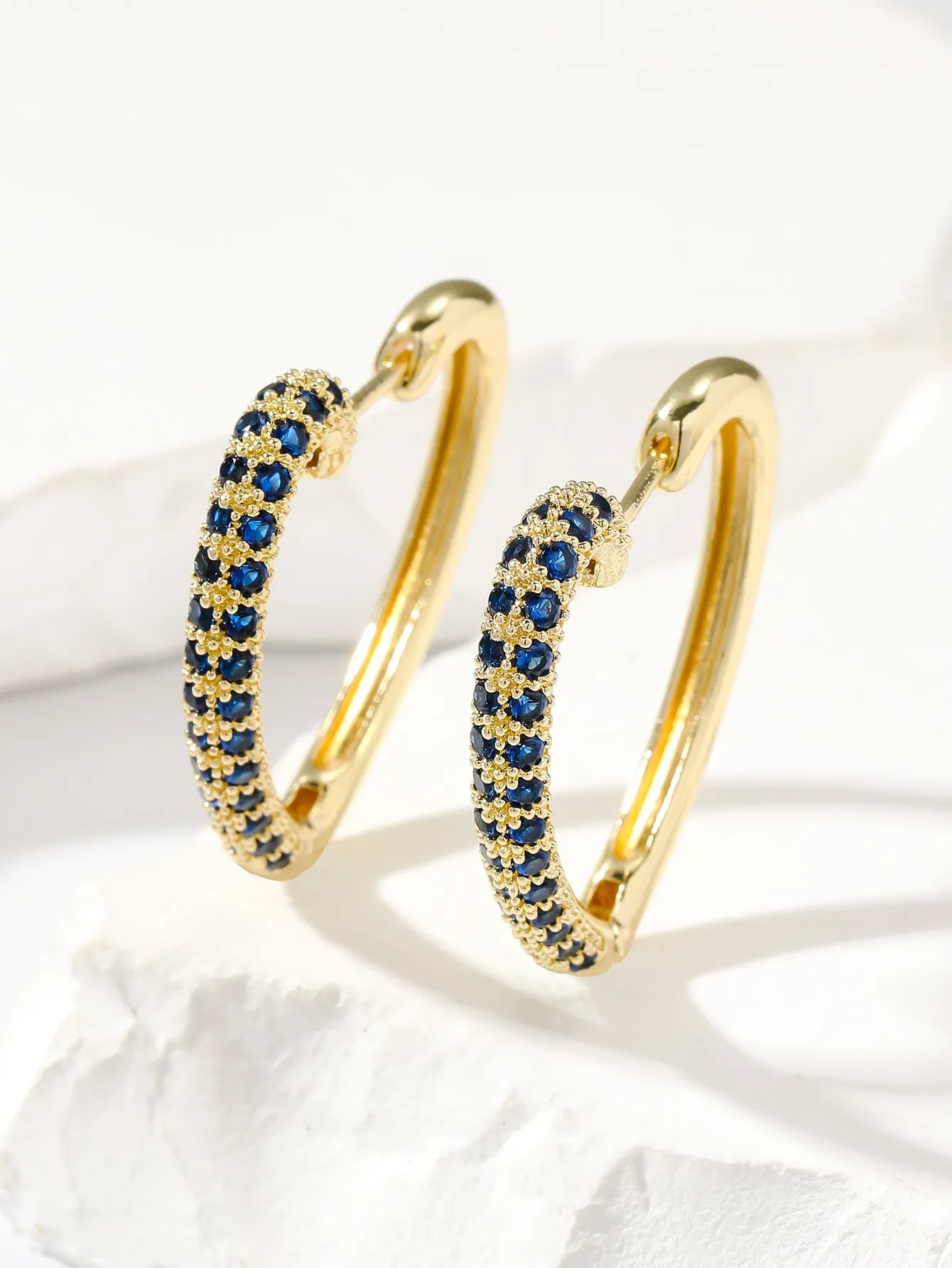 Fashion retro gold love multi-colour zircon stud earrings geometric heart shape copper women