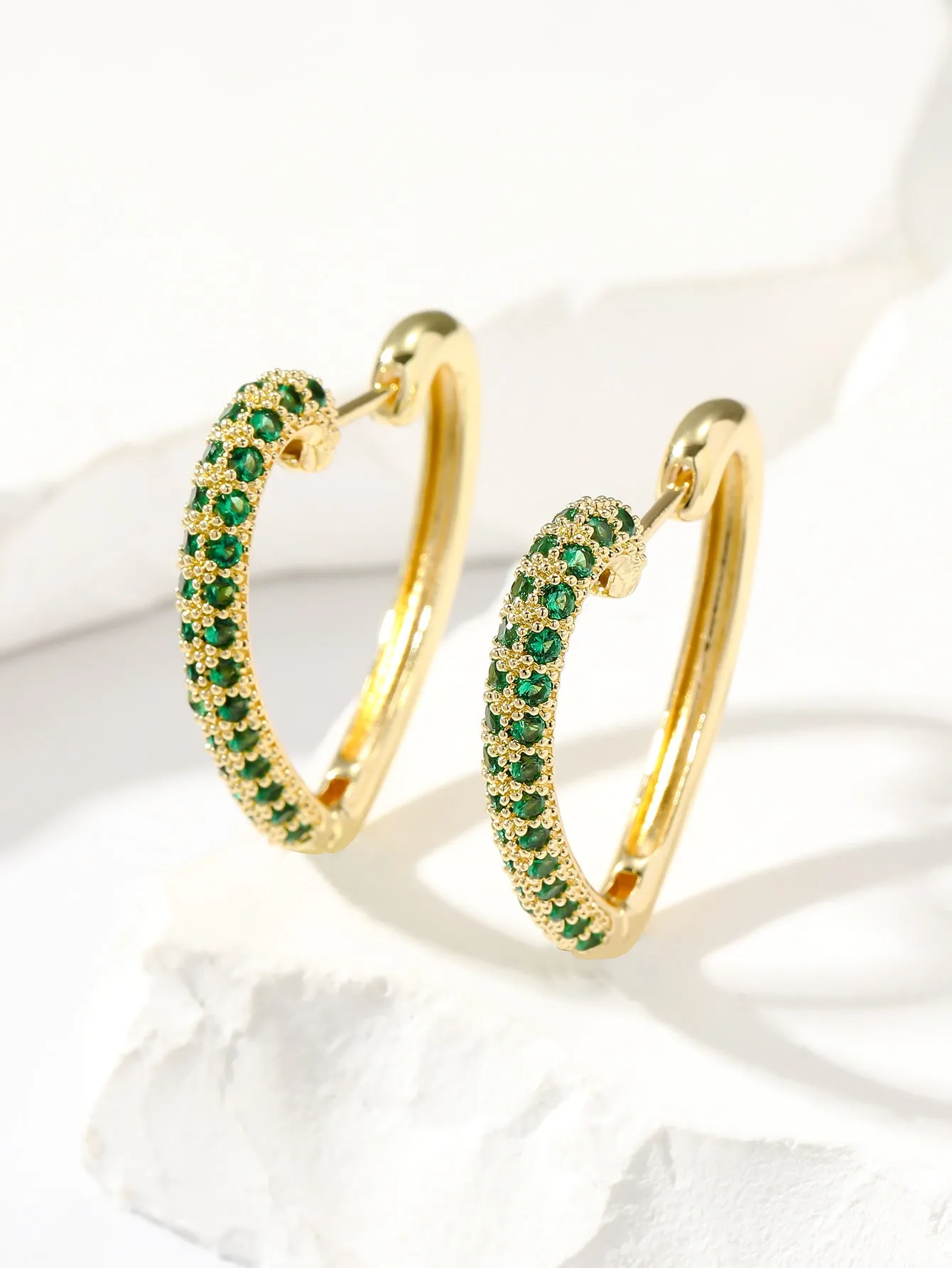 Fashion retro gold love multi-colour zircon stud earrings geometric heart shape copper women
