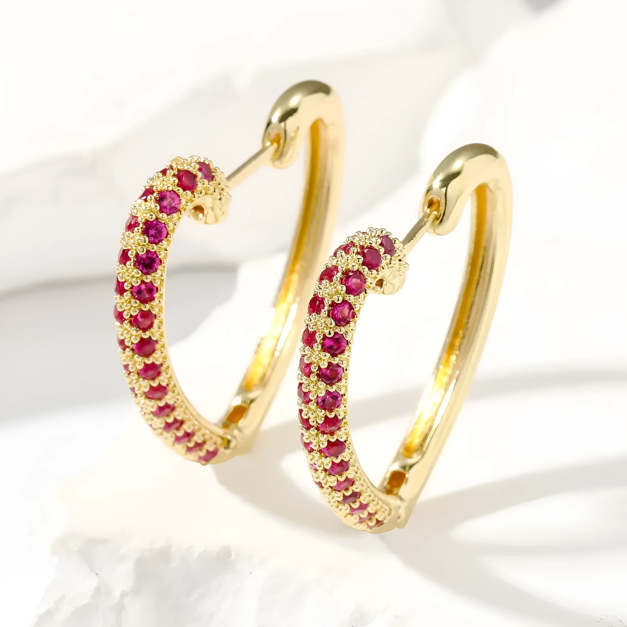 Fashion retro gold love multi-colour zircon stud earrings geometric heart shape copper women