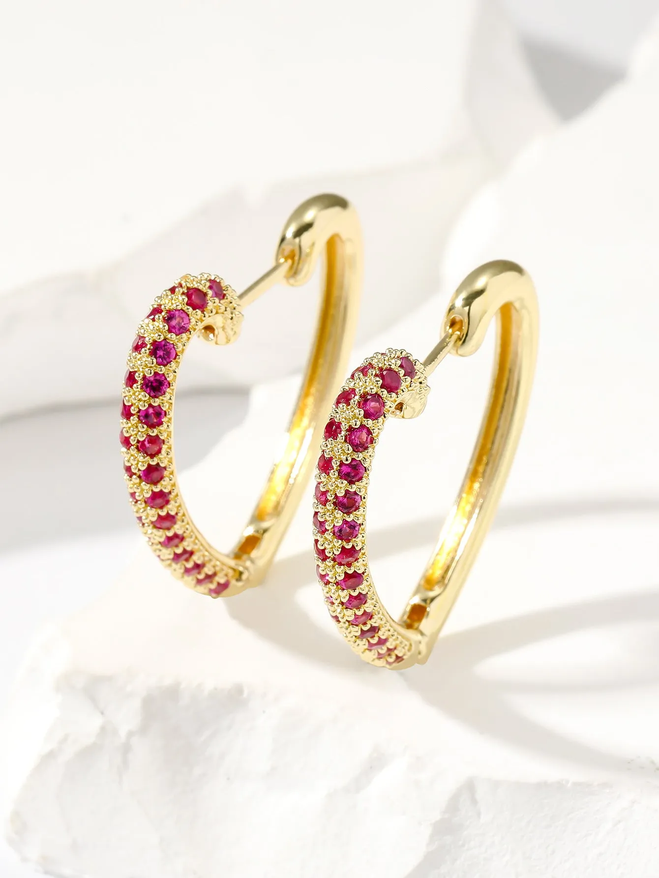 Fashion retro gold love multi-colour zircon stud earrings geometric heart shape copper women