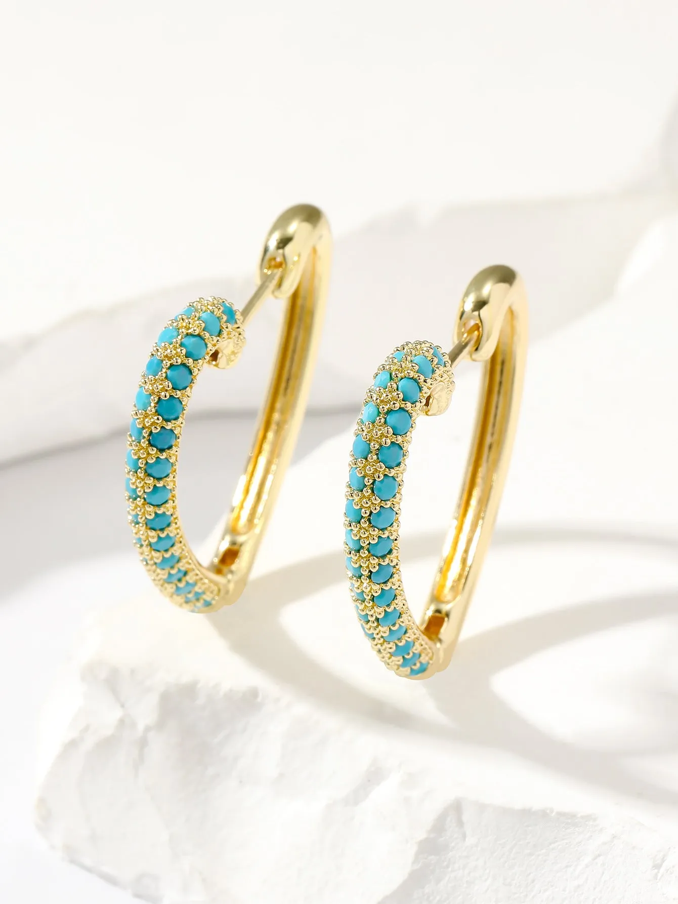 Fashion retro gold love multi-colour zircon stud earrings geometric heart shape copper women