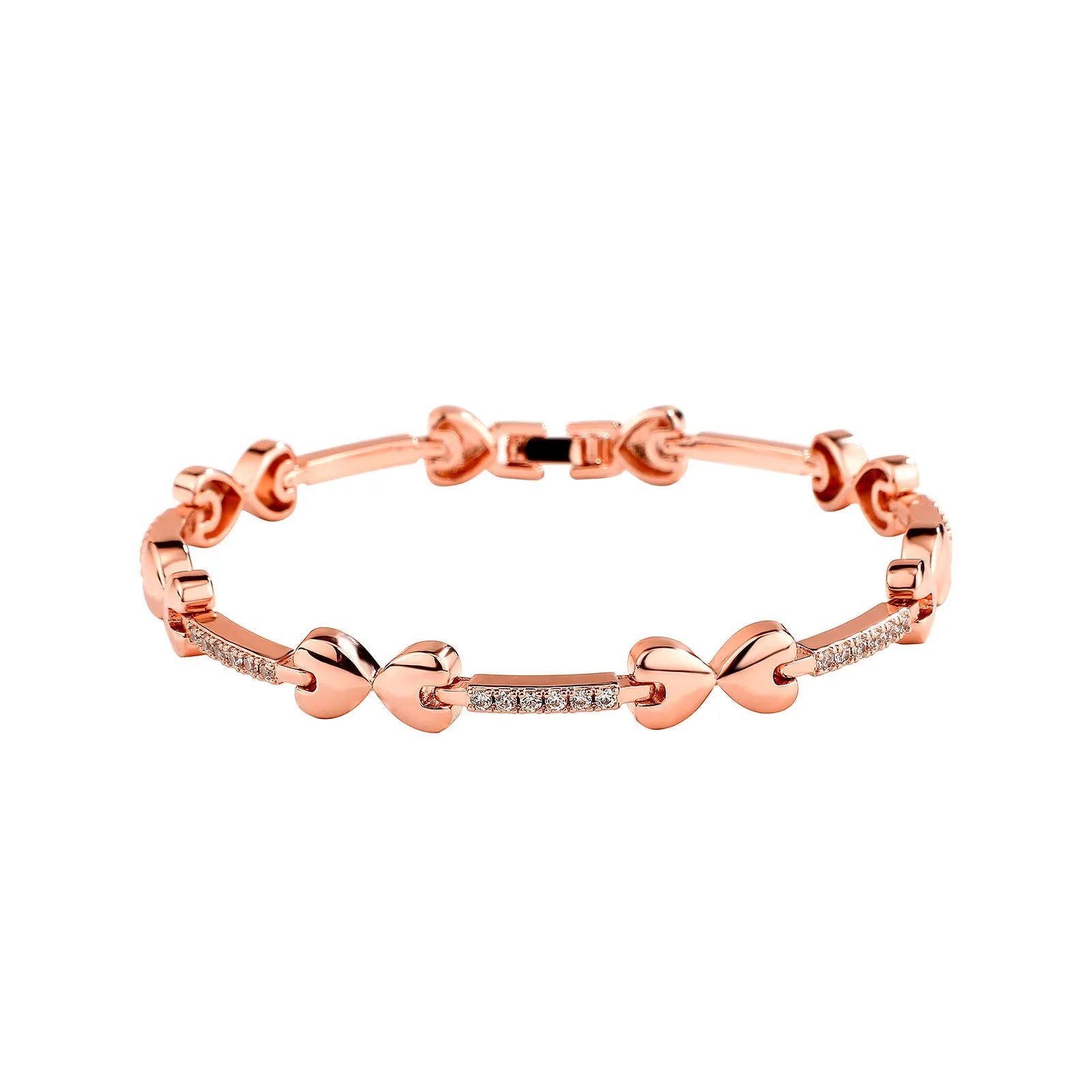 European hip hop bracelet tennis chain inlaid copper with box buckle in gold finish