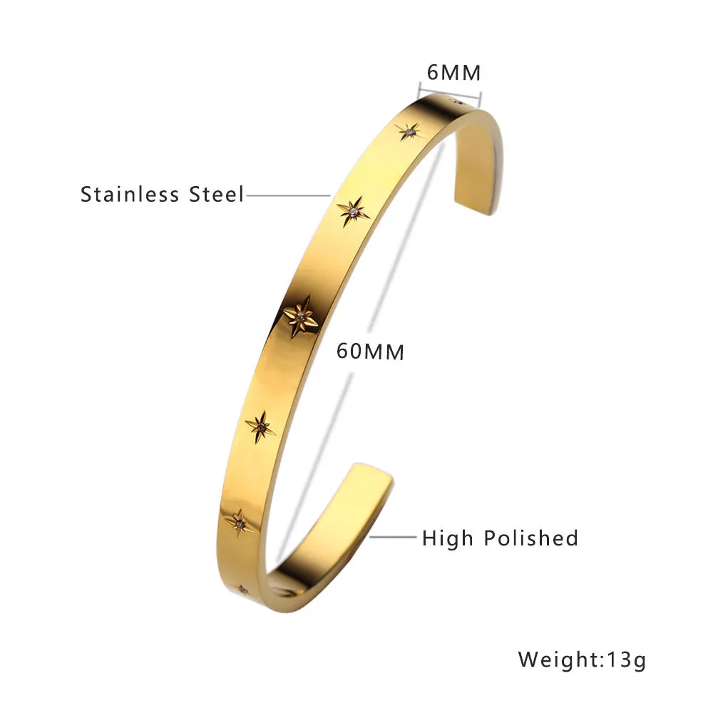 Non-fading electroplated stainless steel bracelet for women in gold colour