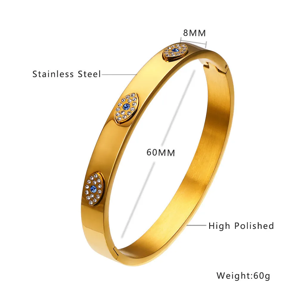 Non-fading electroplated stainless steel bracelet for women in gold colour