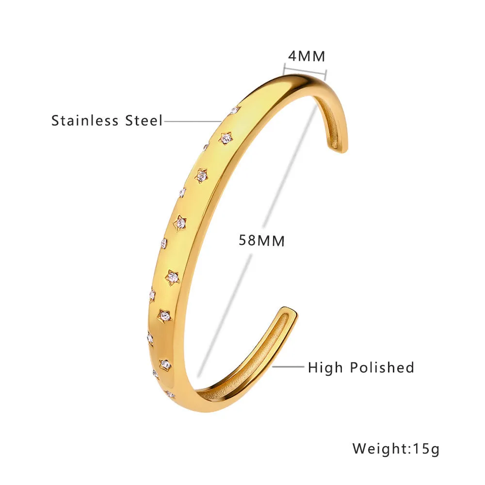 Non-fading electroplated stainless steel bracelet for women in gold colour