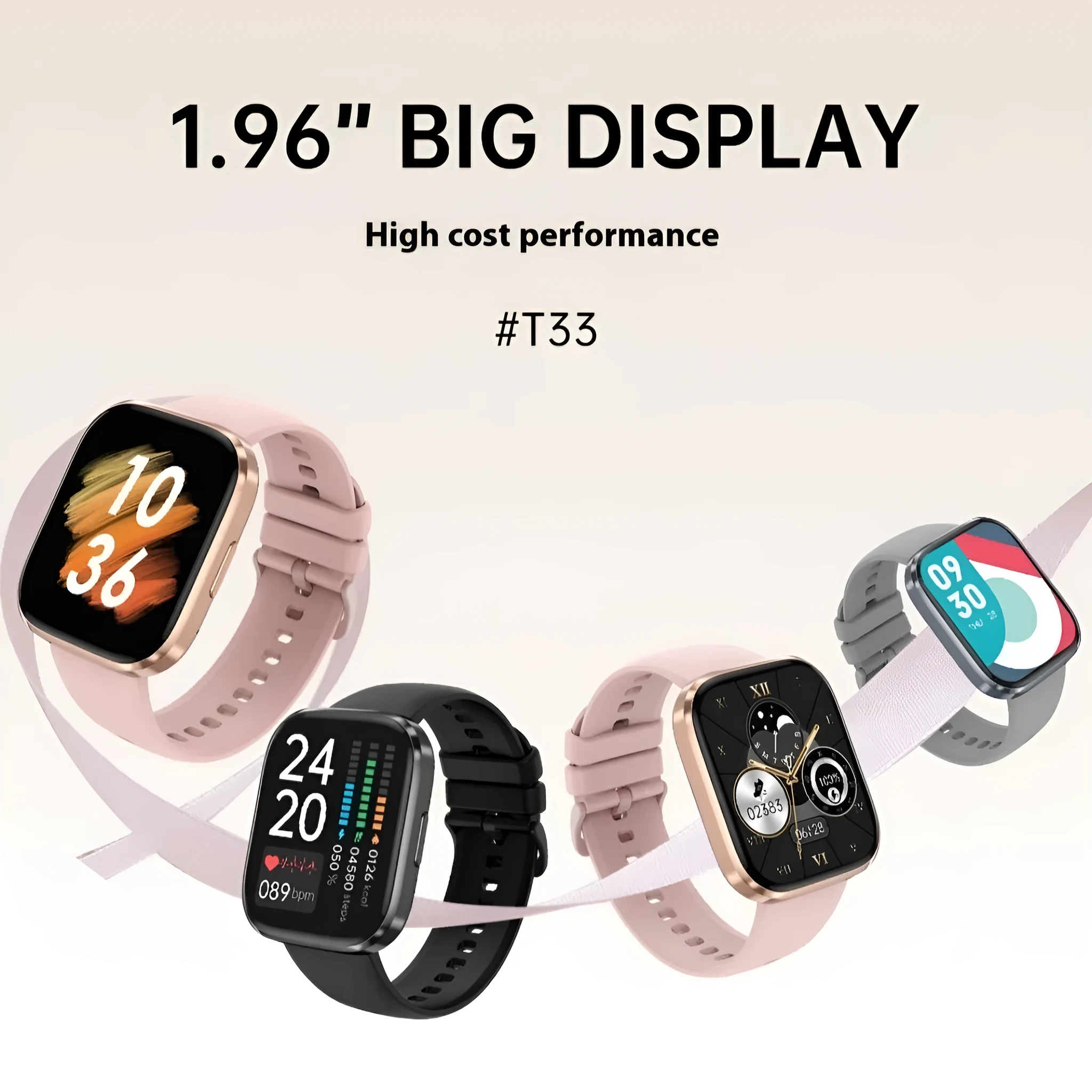 Bluetooth calling smart watch with heart rate and blood oxygen detection, black, on wrist