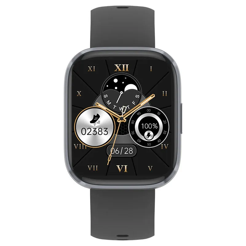 Bluetooth calling smart watch with heart rate and blood oxygen detection, black, on wrist