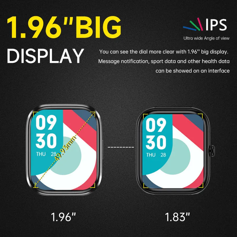 Bluetooth calling smart watch with heart rate and blood oxygen detection, black, on wrist