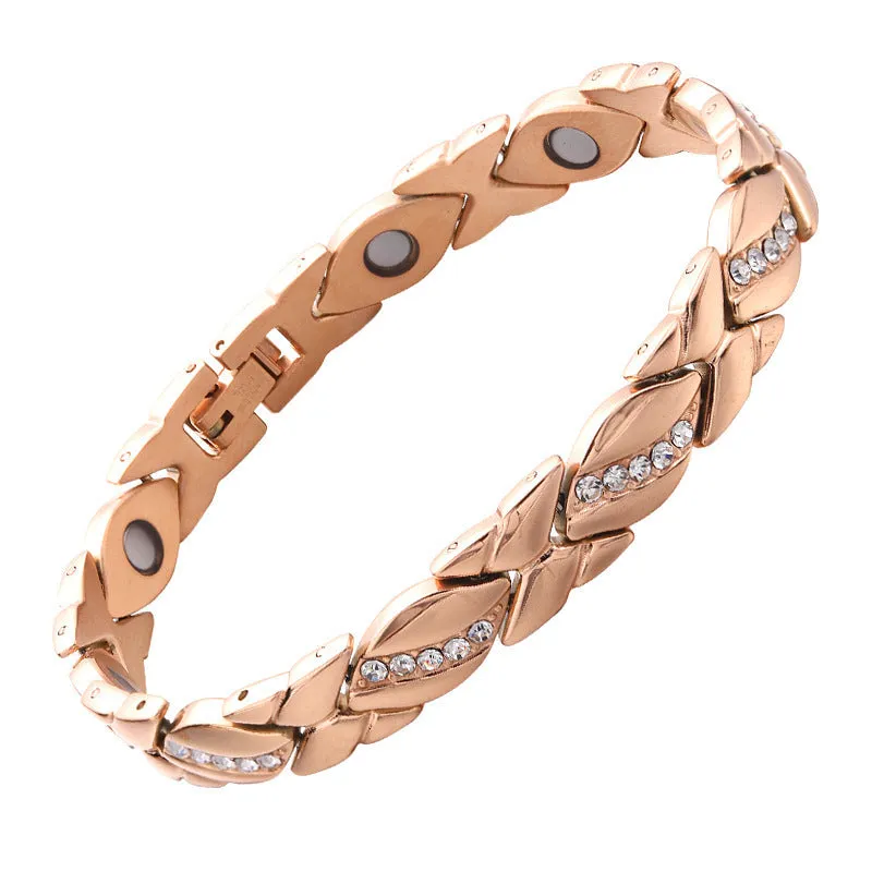 Retro bowknot five diamond strong magnetic red copper therapy bracelet unisex copper construction retro design