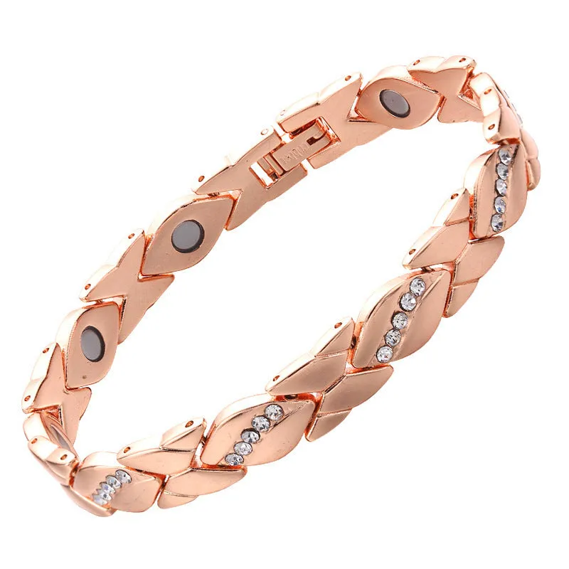 Retro bowknot five diamond strong magnetic red copper therapy bracelet unisex copper construction retro design