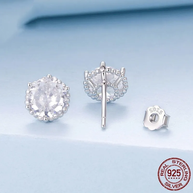 S925 sterling silver round ear studs for women fairy style BSE1245 colour