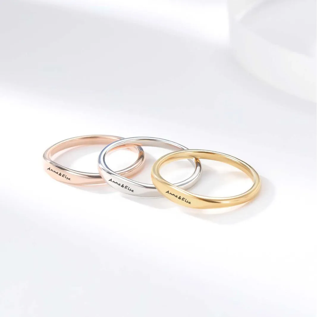 Simple stainless steel couple rings in gold, rose gold, and steel colour, sizes 5 to 10, plain band design