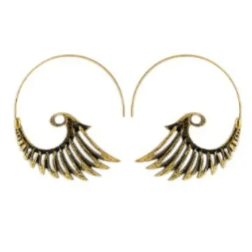 Retro angel wings earrings in gold colour electroplated zinc alloy high class elegant style