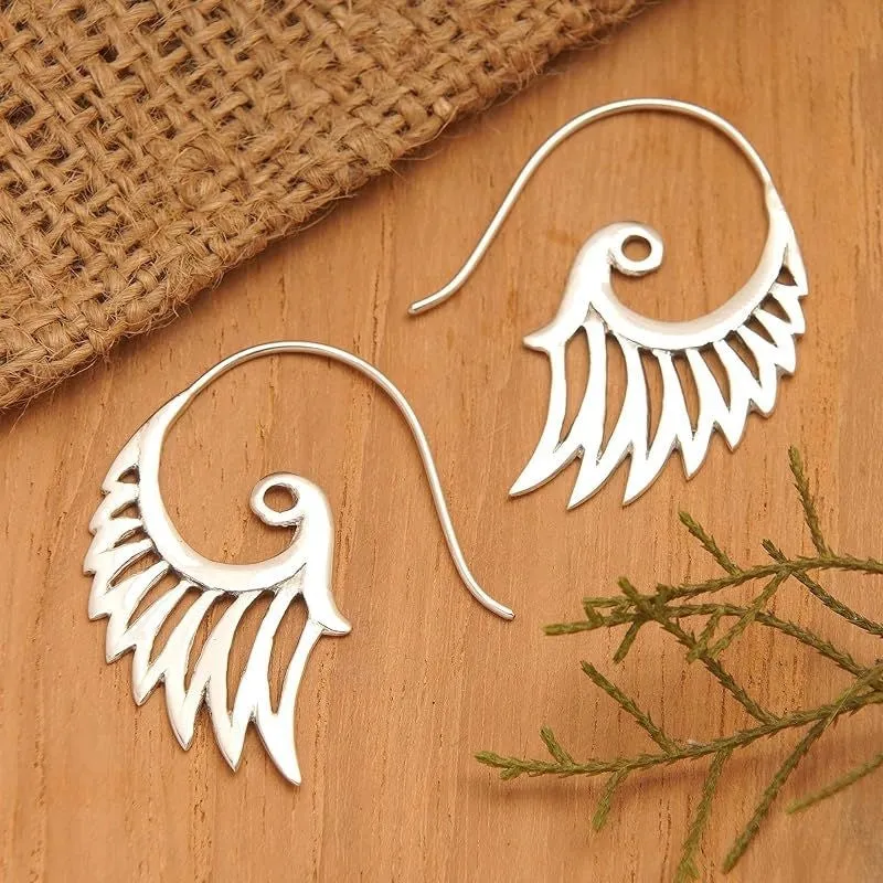 Retro angel wings earrings in gold colour electroplated zinc alloy high class elegant style