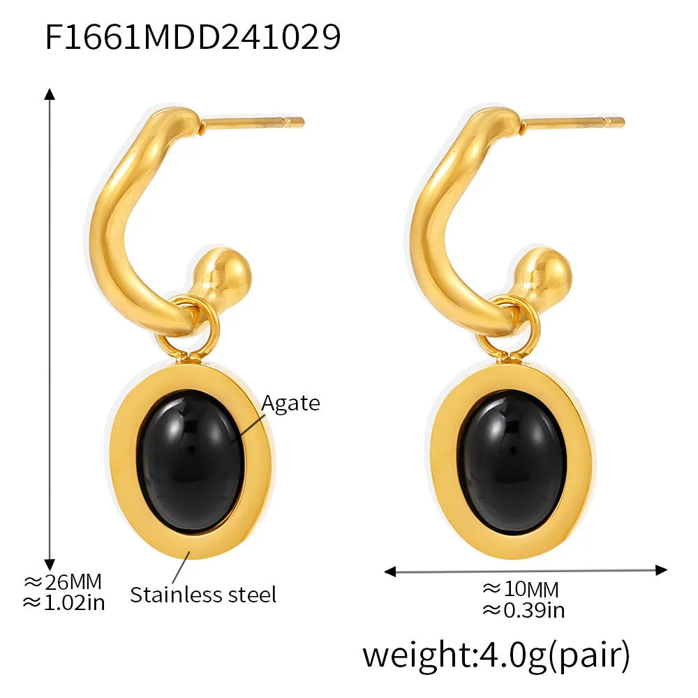 Stainless steel plated geometric eardrops earrings for women electroplating finish