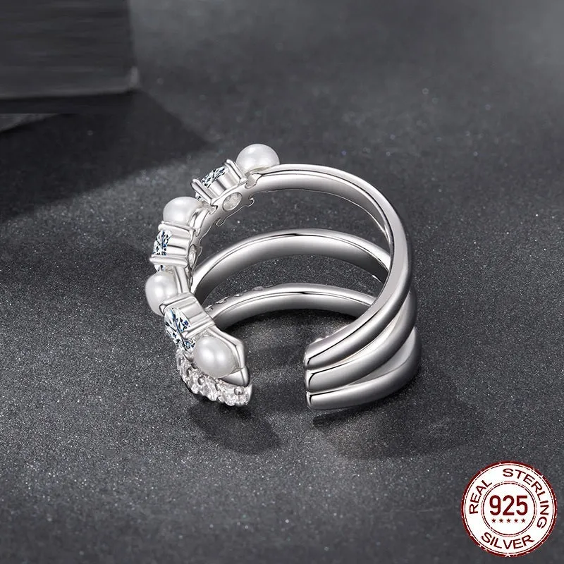 S925 sterling silver geometric line ear clip earrings for women