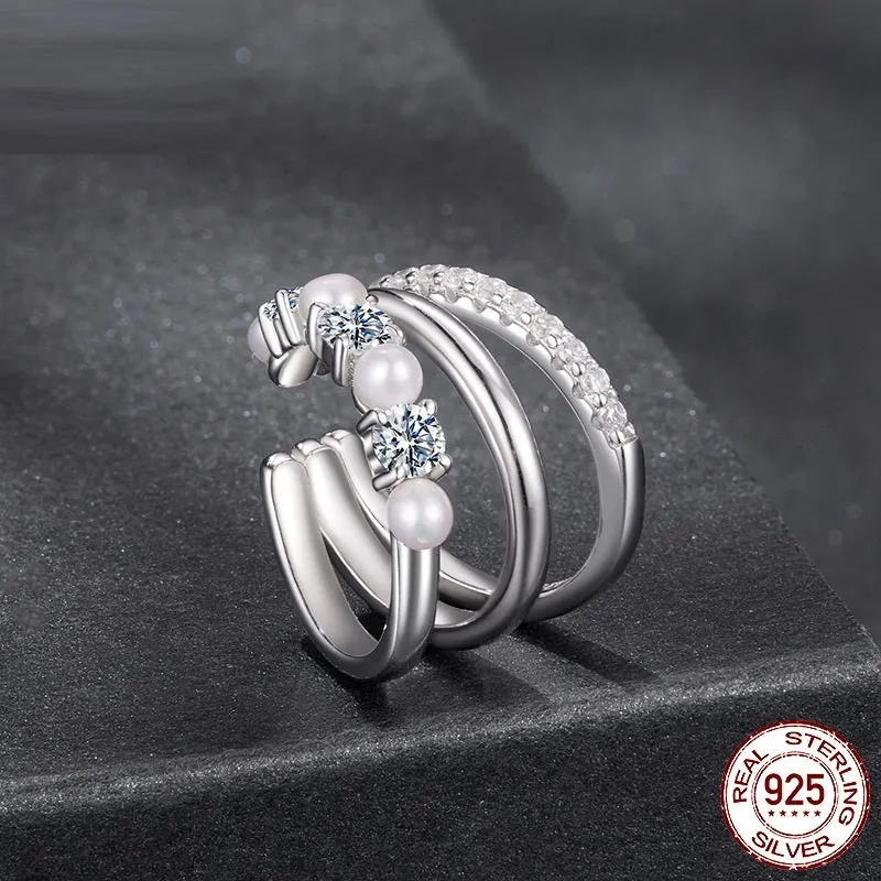 S925 sterling silver geometric line ear clip earrings for women