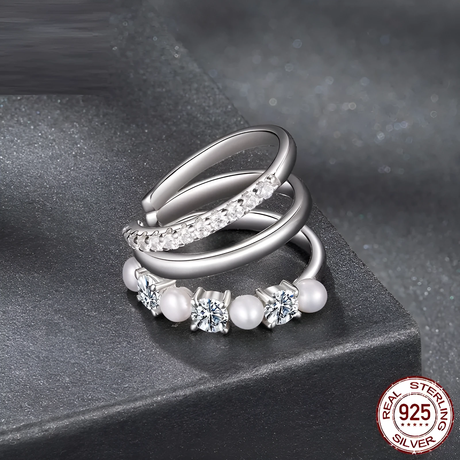 S925 sterling silver geometric line ear clip earrings for women