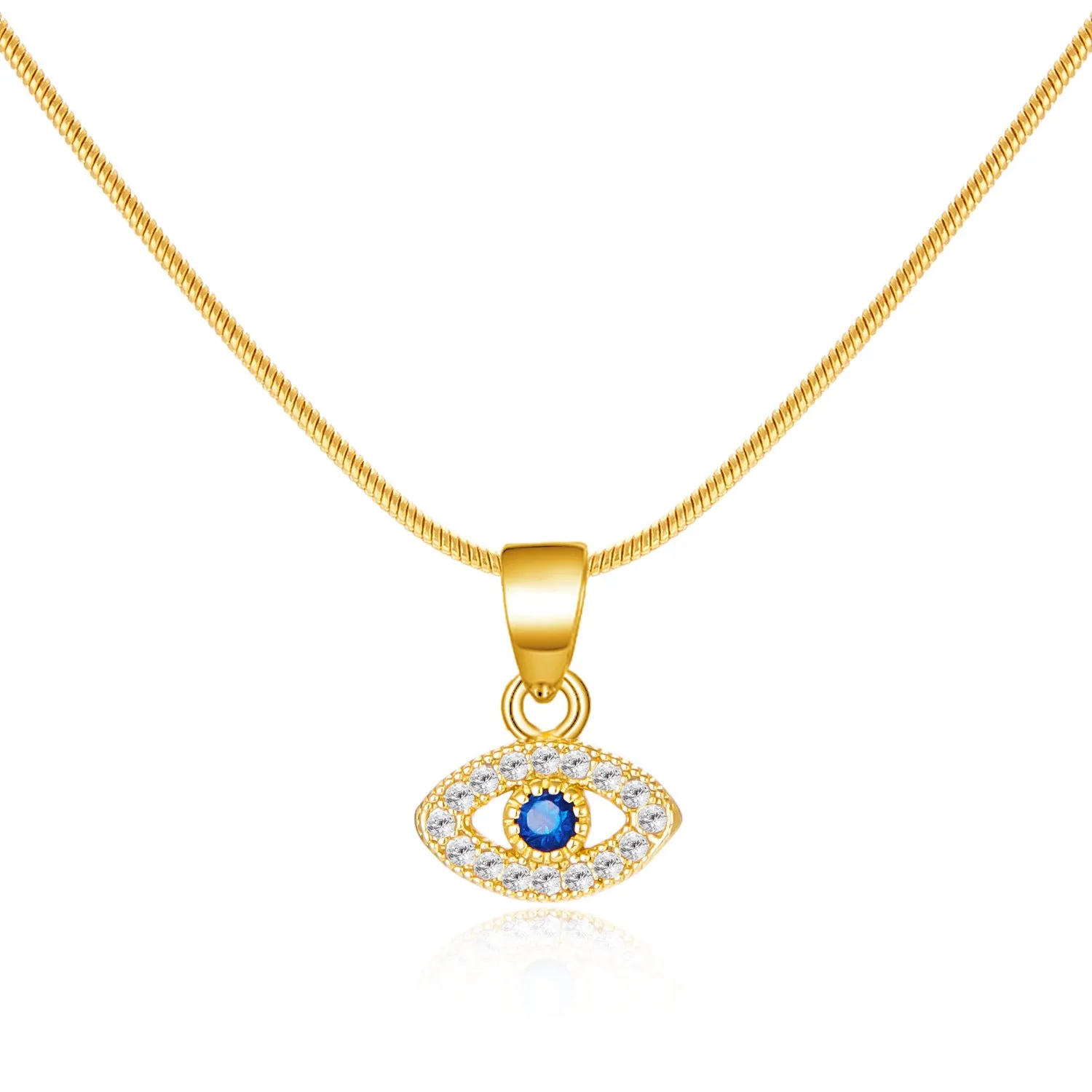 Blue eyes diamond devil's eye copper pendant necklace with electroplated finish on adjustable cross chain