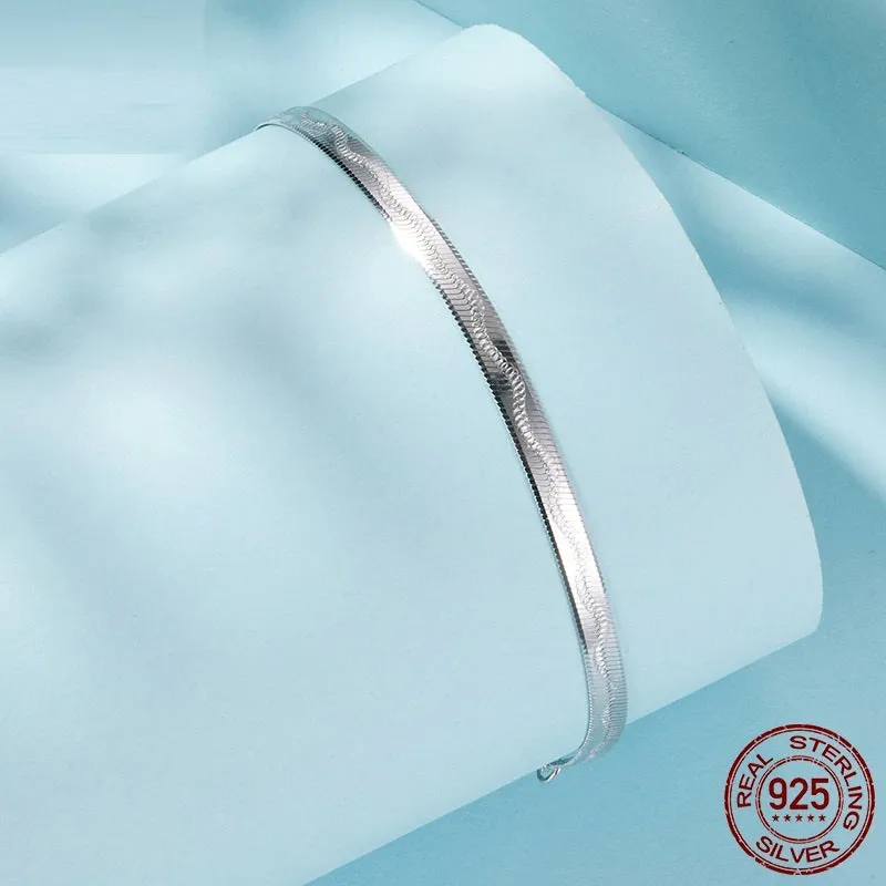 S925 sterling silver bracelet SCB303 with electroplated finish, unisex style