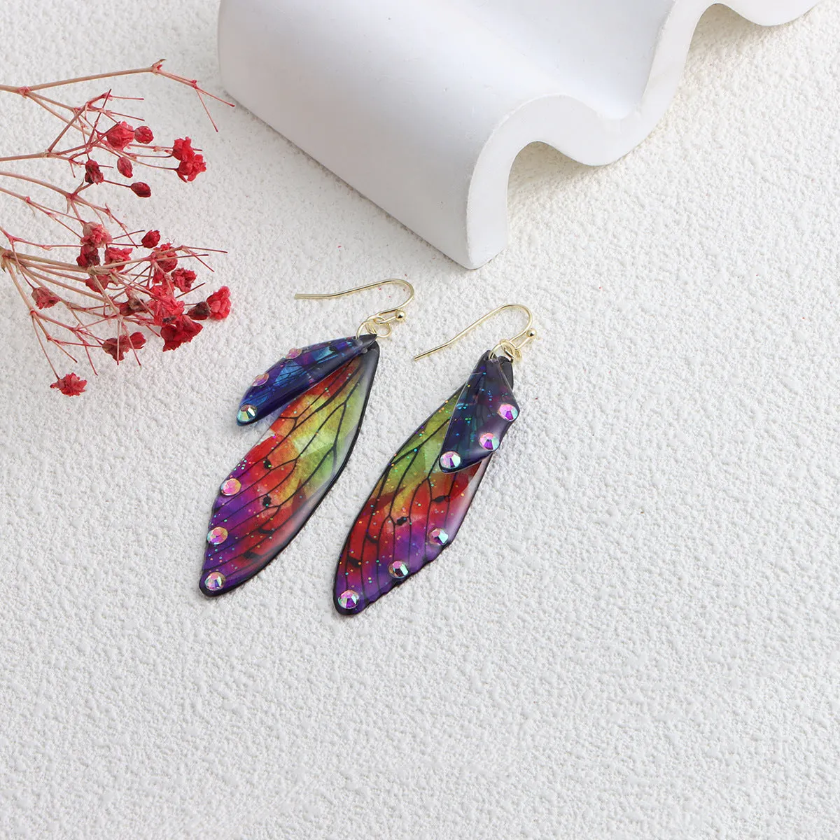 Misty Rain In Southern simulation cicada wings earrings in colour hanging cup option