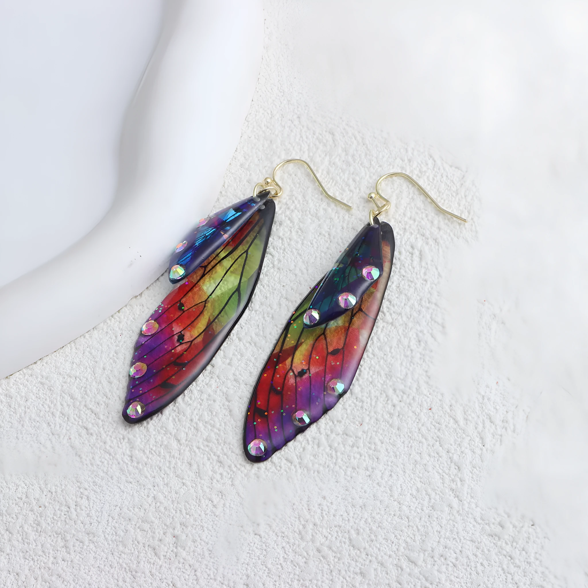 Misty Rain In Southern simulation cicada wings earrings in colour hanging cup option