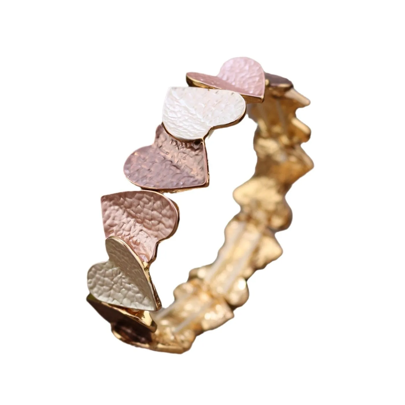 Heart-shaped alloy elastic bracelet ladies Valentine's Day gift four colours