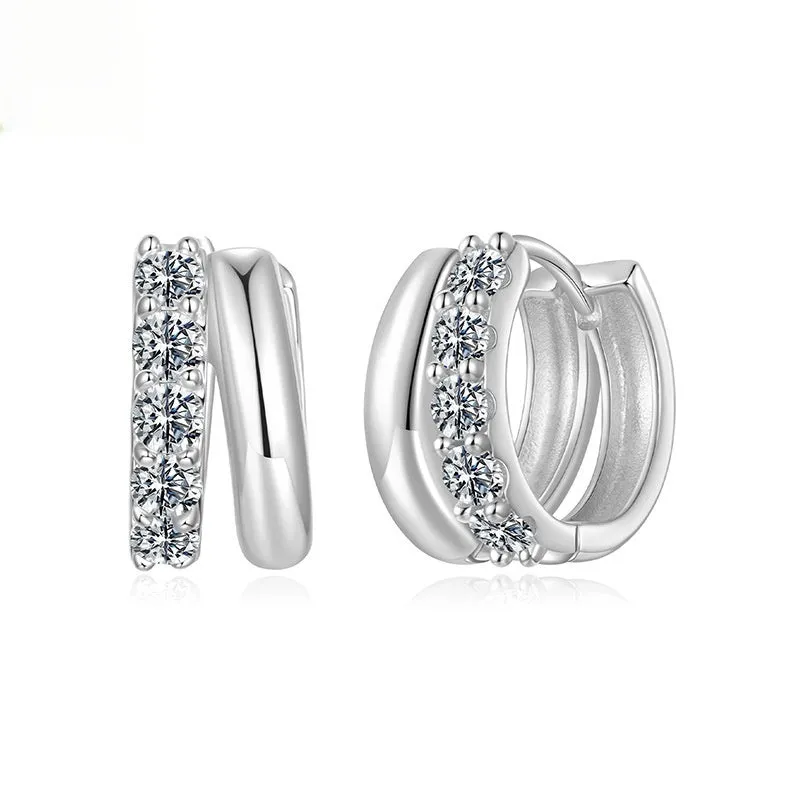 925 silver Ziyun double layer moissanite ear clip in silver finish with certificate