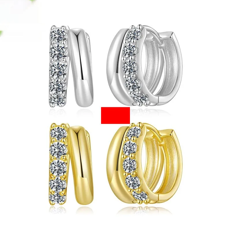 925 silver Ziyun double layer moissanite ear clip in silver finish with certificate