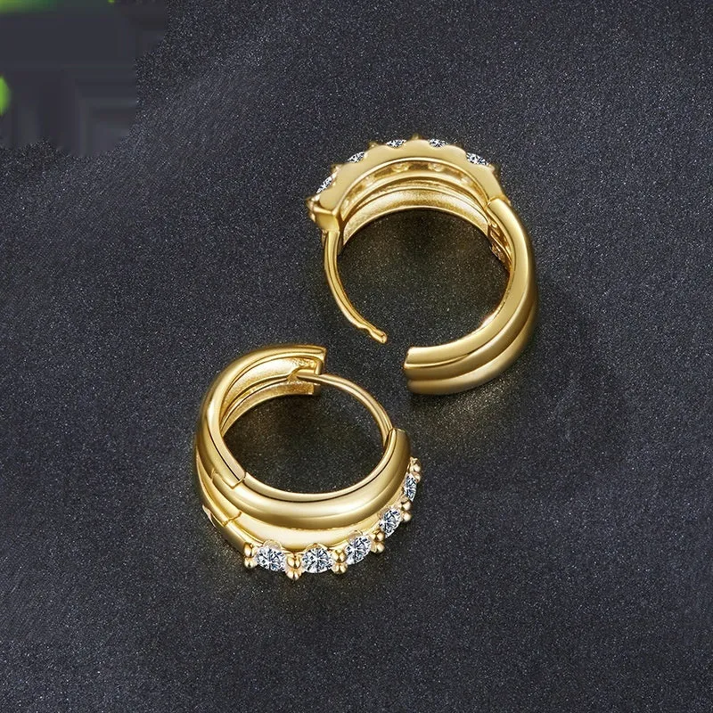 925 silver Ziyun double layer moissanite ear clip in silver finish with certificate