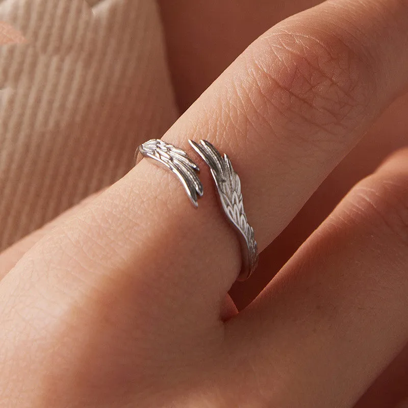 Original Guard S925 sterling silver open ring with wing motif in BSR719E colour