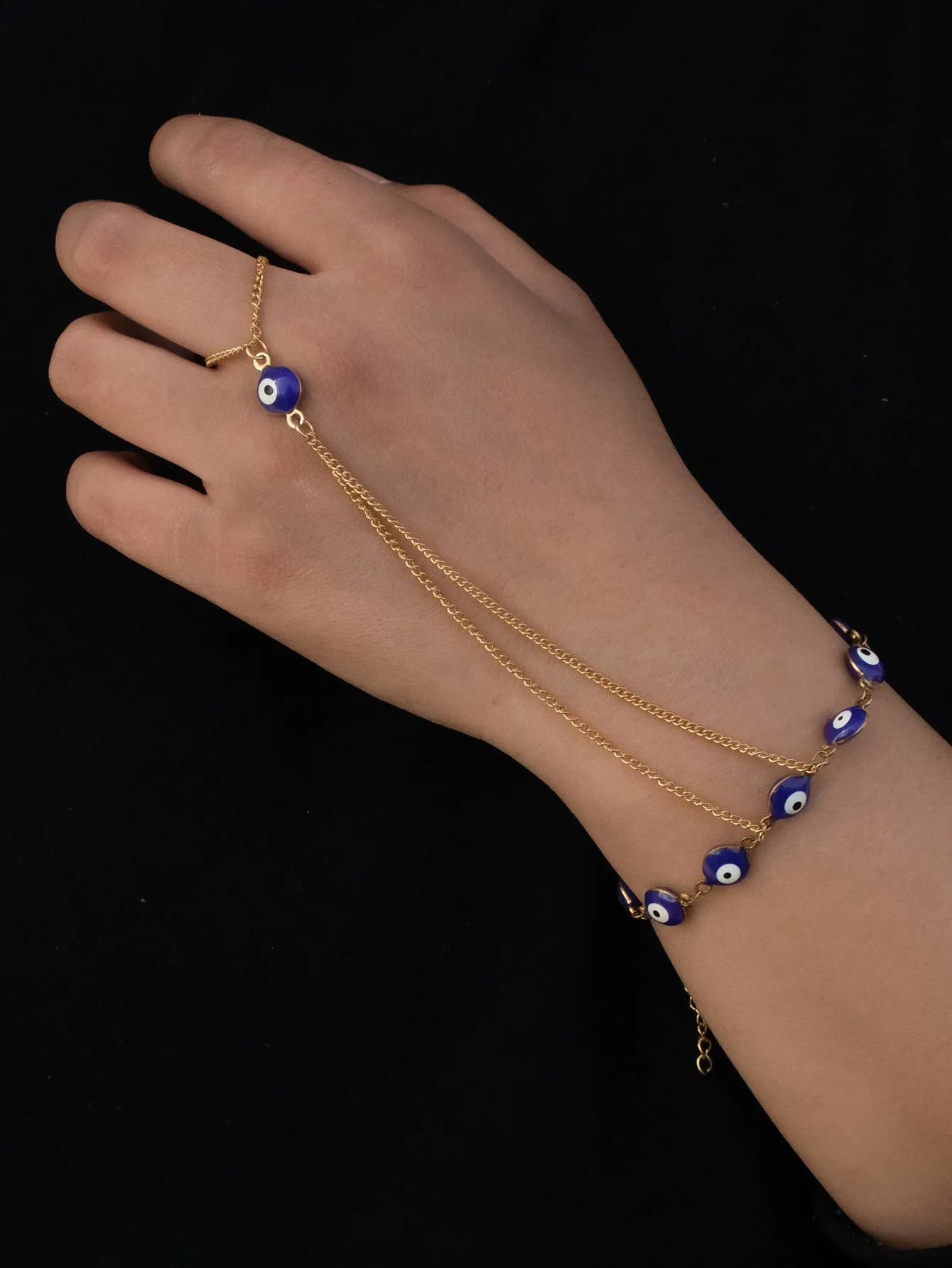 Women's titanium steel round eyes lucky mitten-type bracelet in colourful finish with electroplated coating