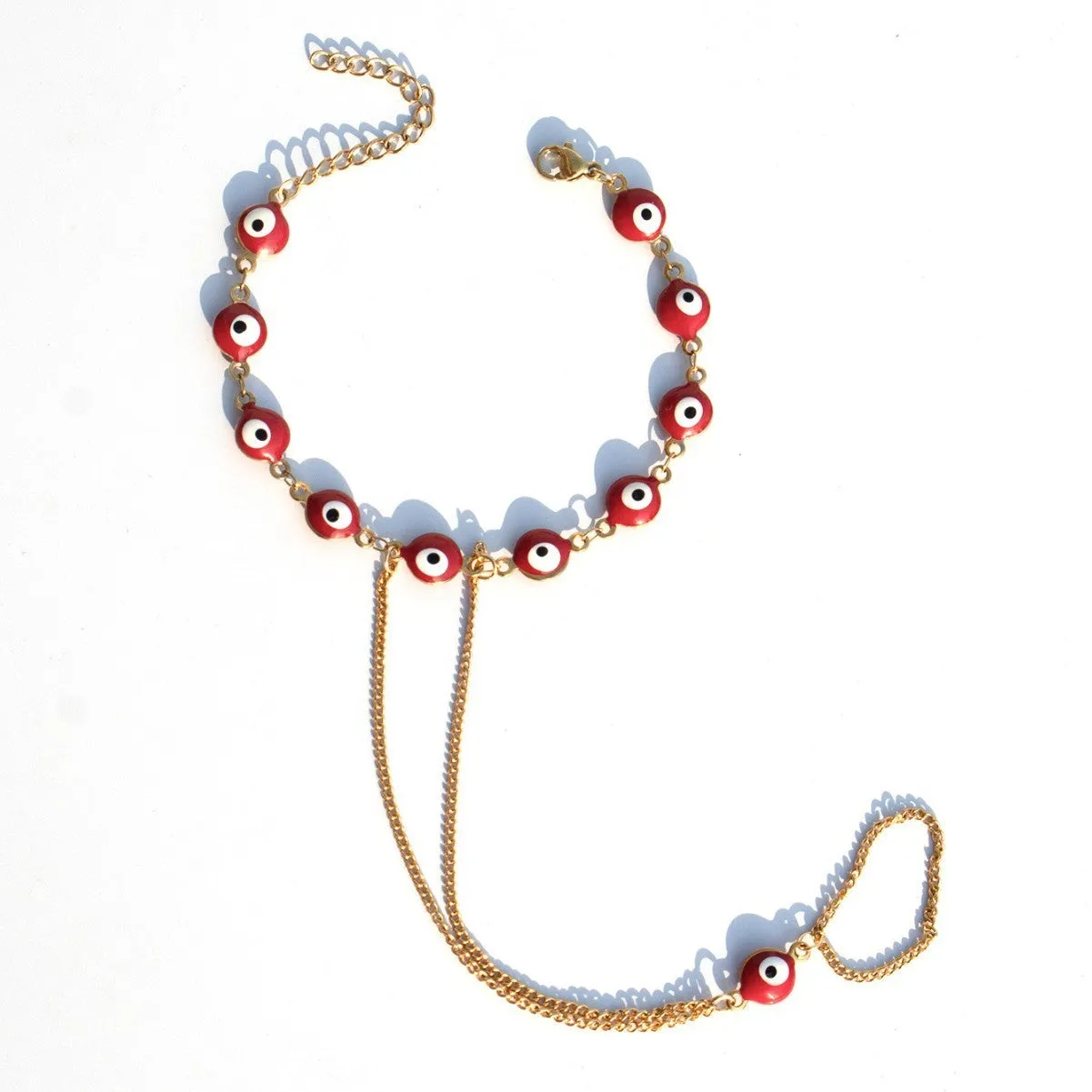 Women's titanium steel round eyes lucky mitten-type bracelet in colourful finish with electroplated coating