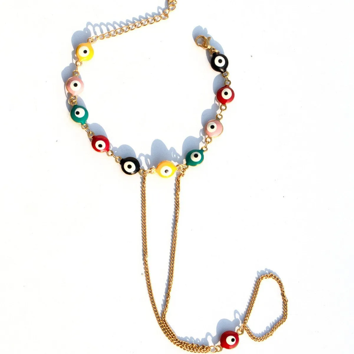 Women's titanium steel round eyes lucky mitten-type bracelet in colourful finish with electroplated coating