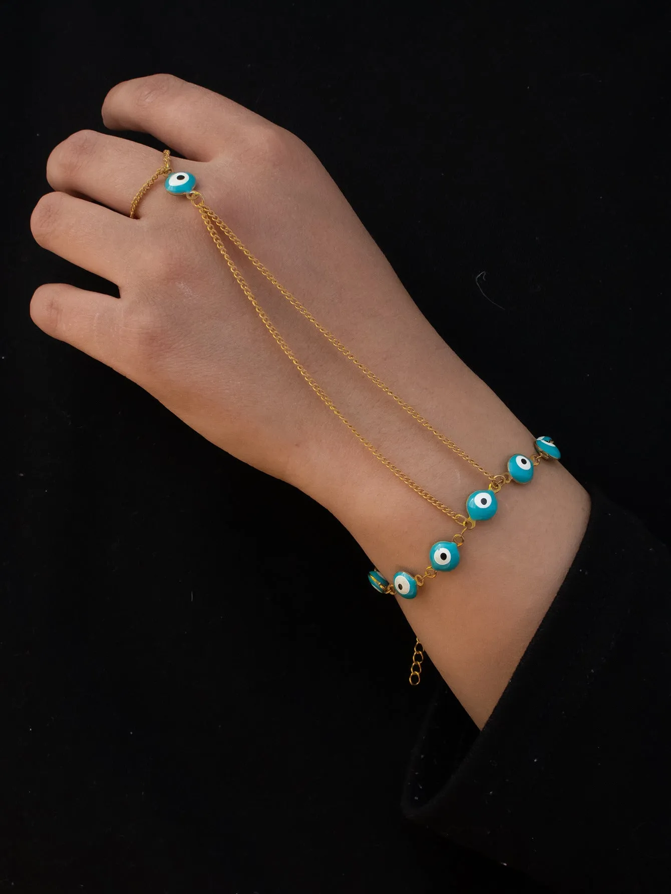 Women's titanium steel round eyes lucky mitten-type bracelet in colourful finish with electroplated coating