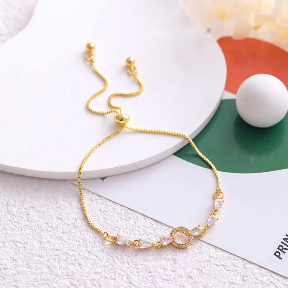 Copper micro inlaid zircon simple circle bracelet YS047 gold on white background