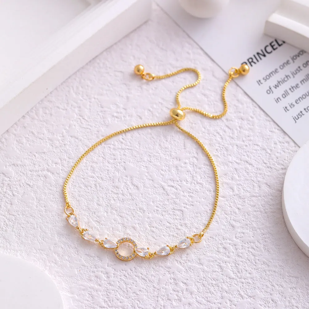 Copper micro inlaid zircon simple circle bracelet YS047 gold on white background