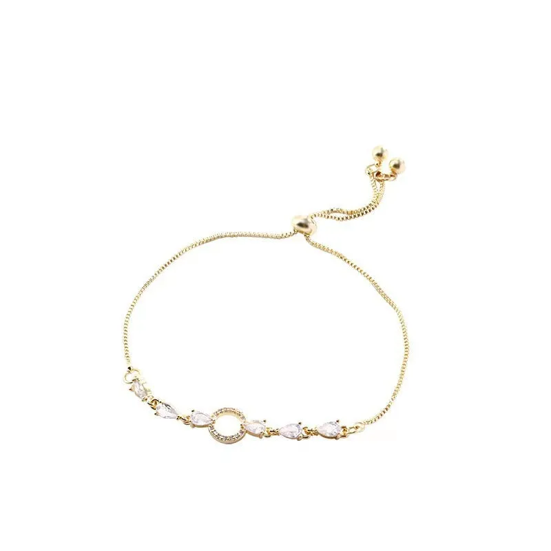 Copper micro inlaid zircon simple circle bracelet YS047 gold on white background