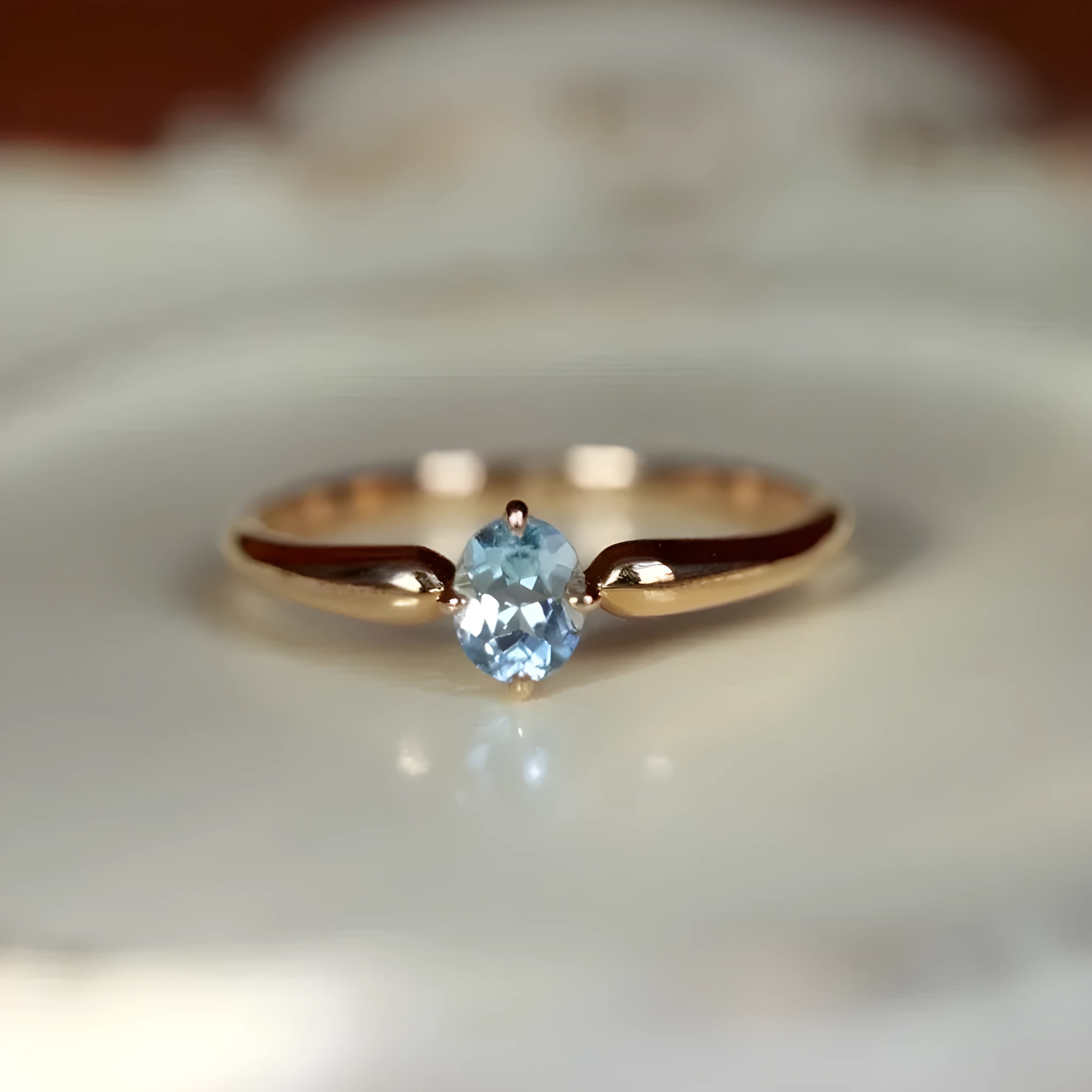 S925 sterling silver geometric ellipse ring with micro inlay finish in yellow gold colour on white background