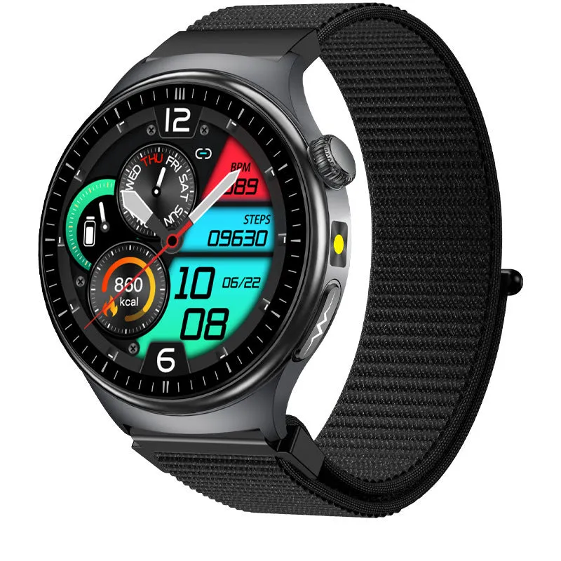 TK27 Bluetooth smart bracelet with black strap and 1.43 inch screen displaying health metrics, IP68 waterproof alloy metal shell