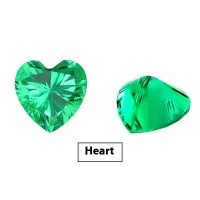 Cultivated emerald green treasure shaped colored gemstone round cut polished loose stone on white background