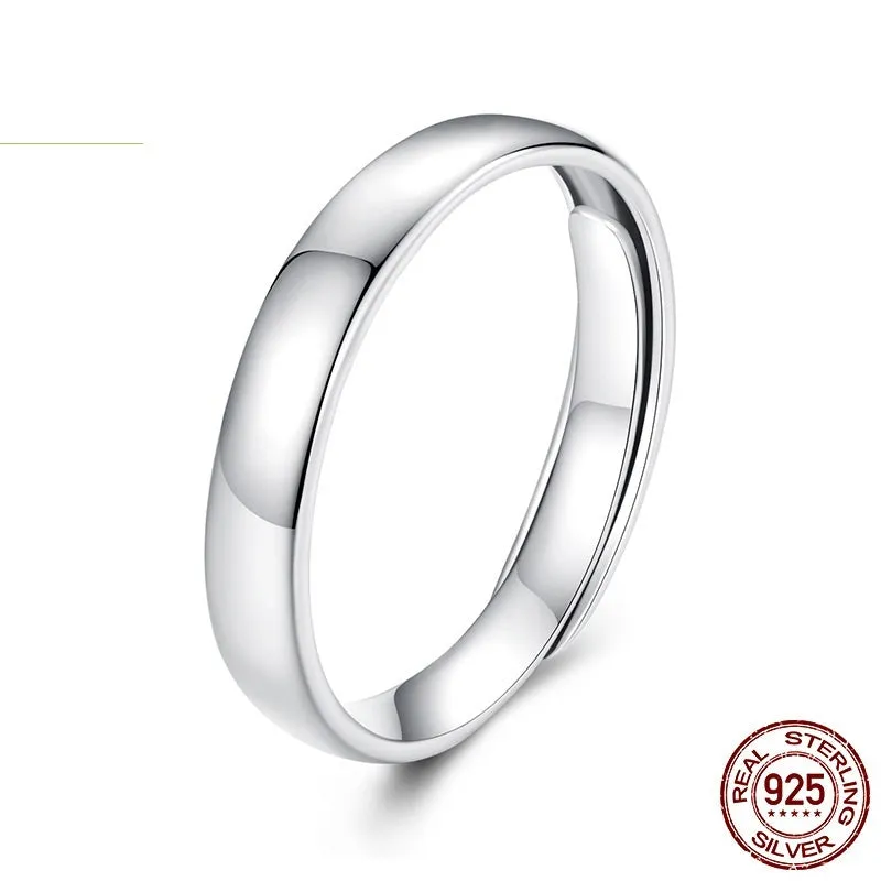 S925 sterling silver open ring with gloss finish for men and women, couple halo split ring design