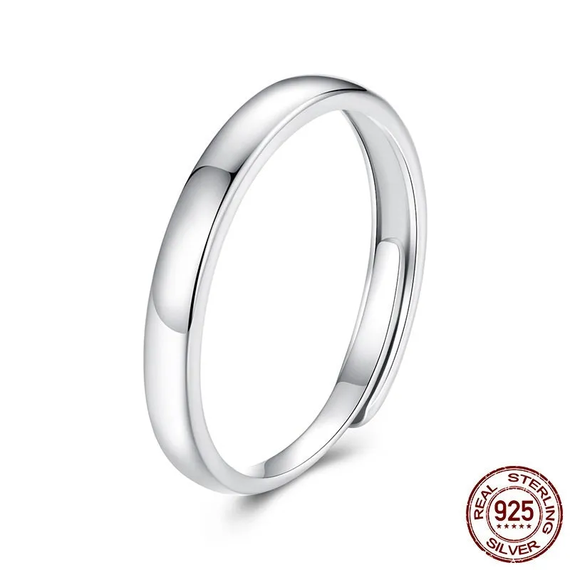 S925 sterling silver open ring with gloss finish for men and women, couple halo split ring design