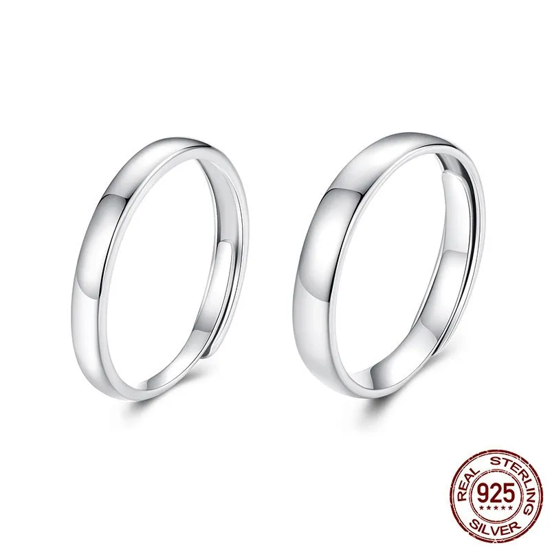 S925 sterling silver open ring with gloss finish for men and women, couple halo split ring design