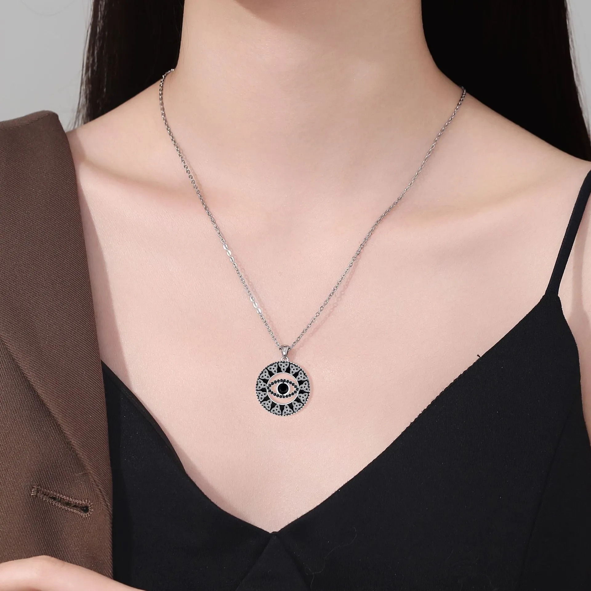 Devil's Eye necklace for women with copper electroplated chain and pendant