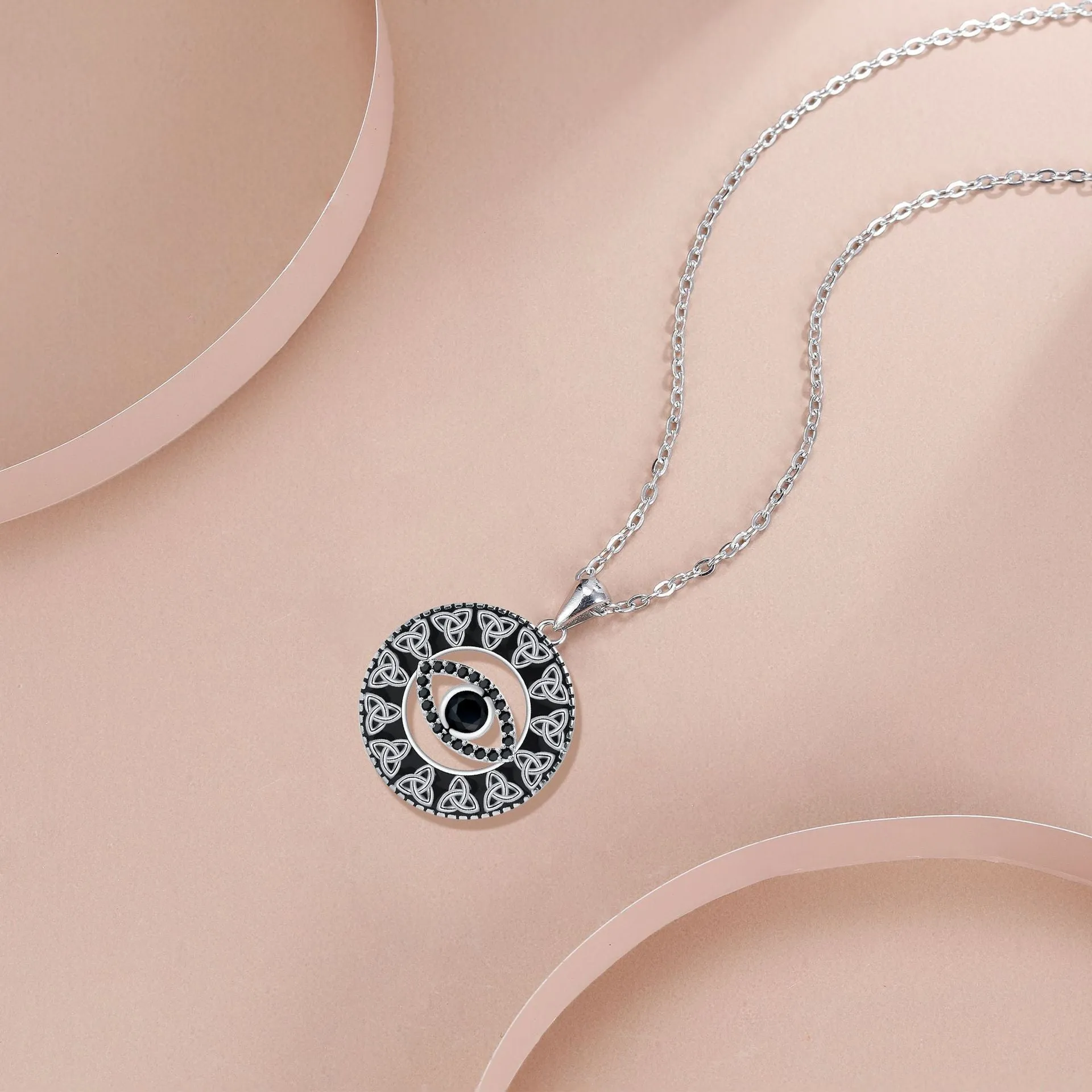 Devil's Eye necklace for women with copper electroplated chain and pendant